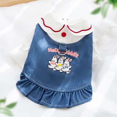 Haine pentru câini de toamnă pentru câini de talie mică, rochie de denim pentru câini, drăguț, fustă cățelușă, caldă, moale, cu bretele pentru pisici, haine chihuahua