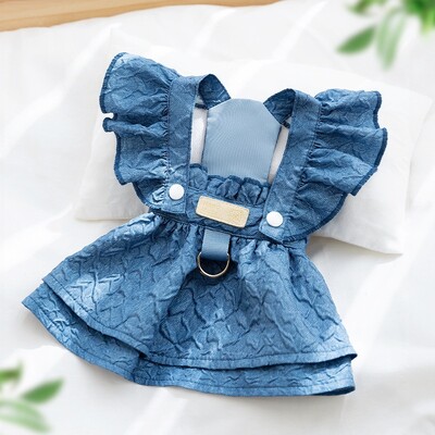 Haine pentru câini de toamnă pentru câini de talie mică, rochie de denim pentru câini, drăguț, fustă cățelușă, caldă, moale, cu bretele pentru pisici, haine chihuahua