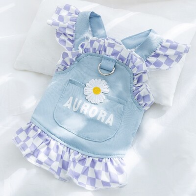 Haine pentru câini de toamnă pentru câini de talie mică, rochie de denim pentru câini, drăguț, fustă cățelușă, caldă, moale, cu bretele pentru pisici, haine chihuahua