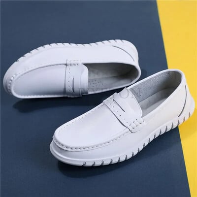 Pantofi pentru bărci de primăvară, pantofi de afaceri, respirabili, pentru bărbați, mocasini, pantofi plati, pantofi casual din piele, anti-alunecare și anti-alunecare