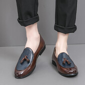 Мъжки луксозни кожени мокасини Дишащи мъжки обувки тип лодка Мокасини Шофьорски обувки Бизнес обувки Модни ежедневни обувки с пискюли