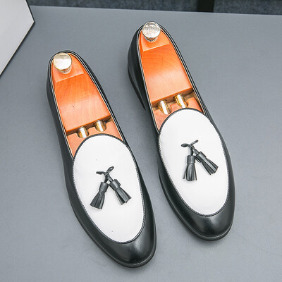 Мъжки луксозни кожени мокасини Дишащи мъжки обувки тип лодка Мокасини Шофьорски обувки Бизнес обувки Модни ежедневни обувки с пискюли