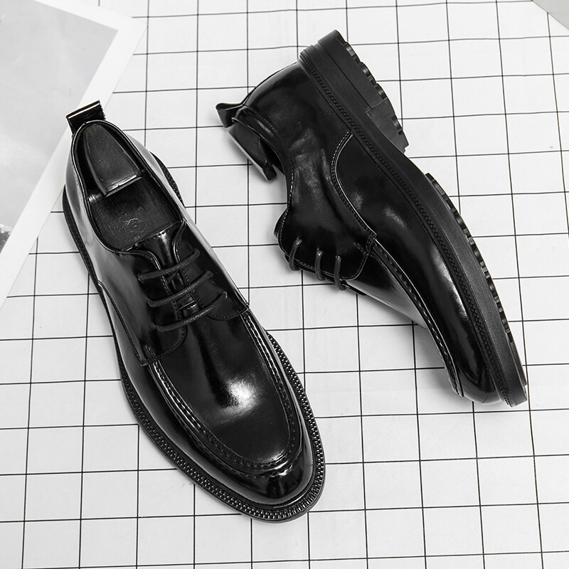 Derby cipele za muškarce, debele donje strane, crne muške udobne protuklizne cipele za svečane vjenčanice, mokasinke