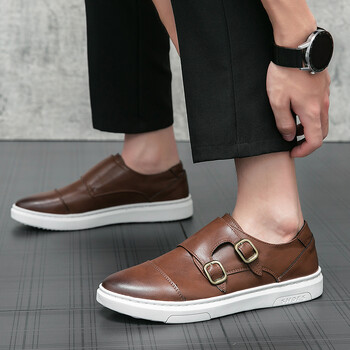 Ανδρικά casual δερμάτινα παπούτσια Comfy walking flats Fashion Loafers Μαύρα καφέ Ανδρικά slip on Monk Strap Παπούτσια επαγγελματικά παπούτσια