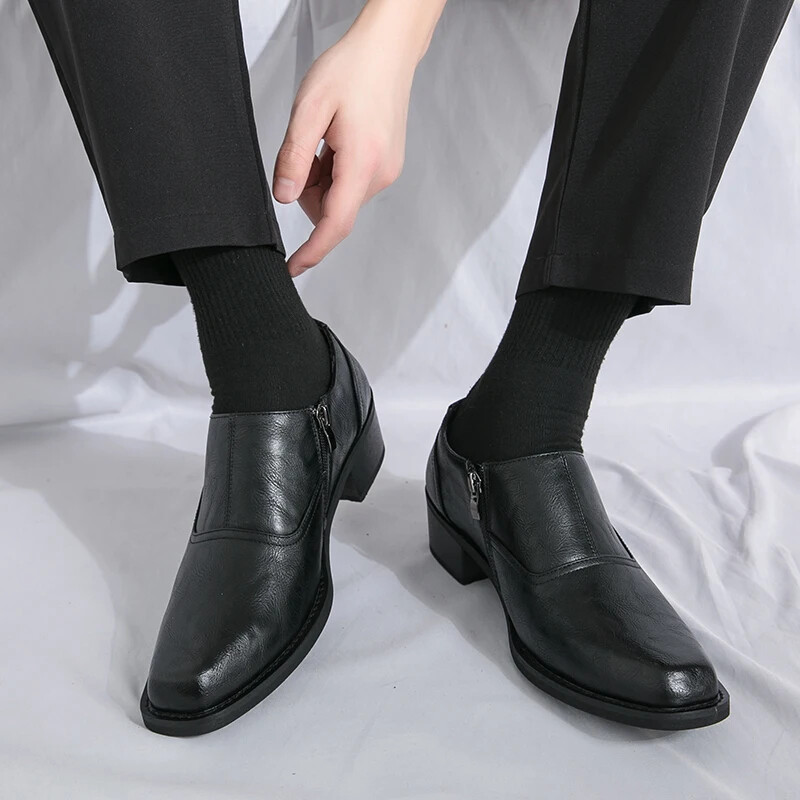 Винтидж мъжки кожени обувки на марката за официално облекло, бизнес рокля, работни обувки, мъжки големи обувки с квадратни пръсти, дерби обувки 38-46