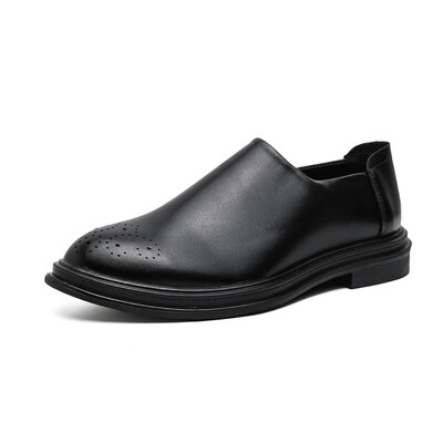 Pantofi din piele bărbați Brock London casual business pantofi formali pentru bărbați costum de nuntă pantofi de mire sculptat stil fermoar