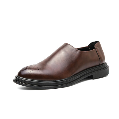 Pantofi din piele bărbați Brock London casual business pantofi formali pentru bărbați costum de nuntă pantofi de mire sculptat stil fermoar
