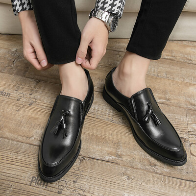 Mocasini cu ciucuri noi, pantofi britanici de ultimă generație din piele, pantofi de afaceri casual, cu slip-on, mărime mare 46
