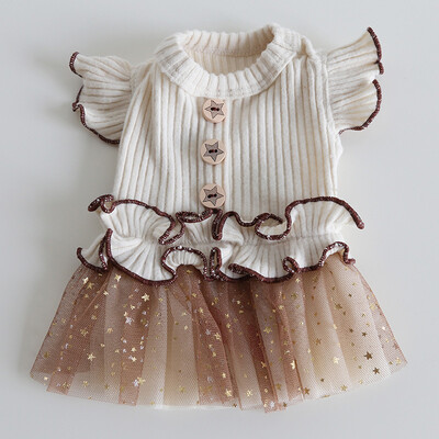 Haljina za pse i mačke, prsluk, zvijezda, retro suknja s letećim rukavima, dizajn suknje za štene za kućne ljubimce, odjeća za jesen/zimu, 5 veličina, 2 boje