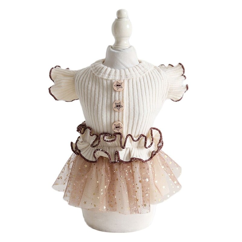 Haljina za pse i mačke, prsluk, zvijezda, retro suknja s letećim rukavima, dizajn suknje za štene za kućne ljubimce, odjeća za jesen/zimu, 5 veličina, 2 boje