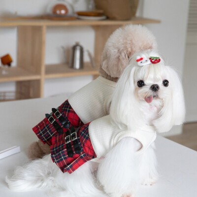 Toamnă/Iarnă Fusta în carouri pentru animale de companie Rochie pentru câini Rochie drăguță pentru animale de companie Teddy Bichons Rochie pentru câini maltezi Haine pentru căței Haine pentru câini pentru câini de talie mică