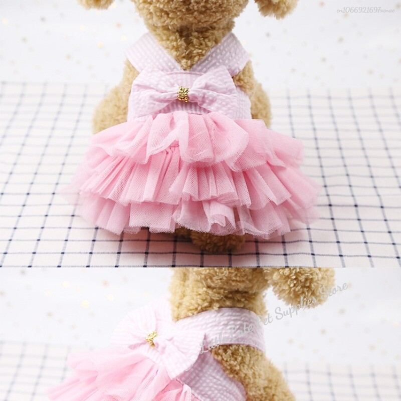 Pas Ljetna haljina Princeza Mačka Čipkana prugasta suknja Slip haljina Odjeća za štene Slatka za male srednje Odjeća za čivave Proizvod za kućne ljubimce