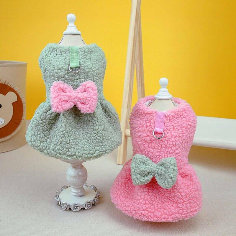 Haljina za kućne ljubimce s prstenom za vuču Haljina za pse Elegantna plišana haljina za ljubimce Slatki pas, mačka Haljina princeze za unutarnje aktivnosti na otvorenom Mašna