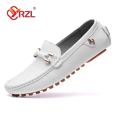 YRZL Mocasini albi pentru bărbați, mărimea 48, pantofi cu încălțăminte, pantofi de conducere, mocasini casual pentru bărbați, pantofi confortabili pentru bărbați