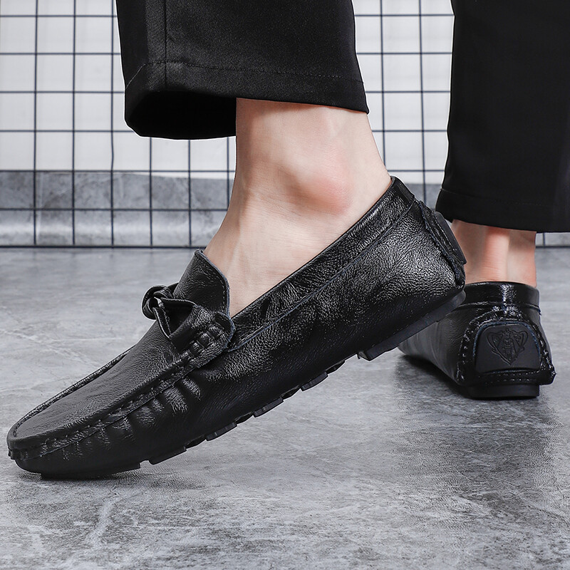Nahast vabaajajalatsid Brändi Meeste kontorijalatsid Meeste Lamedad Neljavärvilised Loaferid Pidulikud Mokassiinid Must Suur Suurus 47