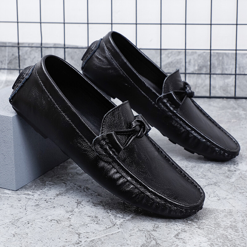 Nahast vabaajajalatsid Brändi Meeste kontorijalatsid Meeste Lamedad Neljavärvilised Loaferid Pidulikud Mokassiinid Must Suur Suurus 47
