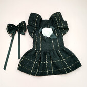 Lemmiklooma villane kleit vibu seelik Lilleline koer kassi riietus armas ruuduline seelik Lemmikloomatarbed koerte kleidid väikestele koertele kutsikate riided seelik