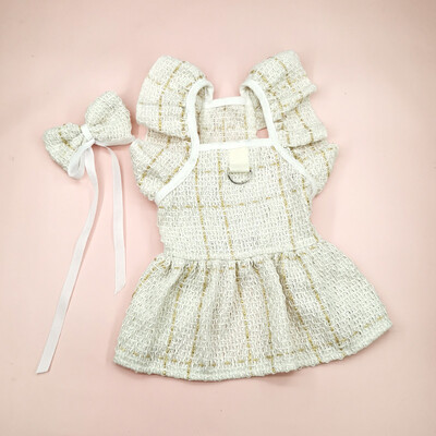 Lemmiklooma villane kleit vibu seelik Lilleline koer kassi riietus armas ruuduline seelik Lemmikloomatarbed koerte kleidid väikestele koertele kutsikate riided seelik