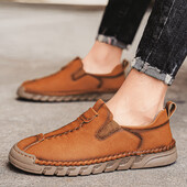 Muške prozračne ležerne kožne natikače Udobne natikače Mekane mokasine Penny za muškarce Lagane muške cipele za čamac