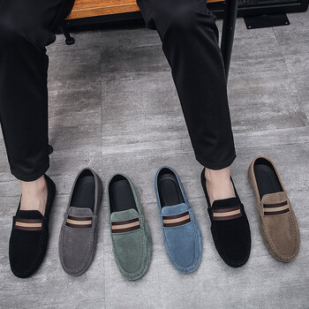 Ανδρικά casual loafers, ευέλικτα παπούτσια με μαλακή σόλα, μονόποδα casual ανδρικά δερμάτινα παπούτσια, ελαφριά αντιολισθητικά παπούτσια για σκάφος