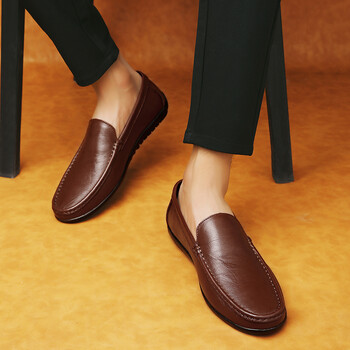 2024 Ανδρικά παπούτσια για σκάφος Business Breathable Ανδρικά Loafers Παπούτσια Μοκασίνια Επίπεδα παπούτσια Casual από γνήσιο δέρμα υποδήματα Slip on Antislip