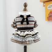 Lemmiklooma villane ruuduline kleit koerale kohev seelik kassi liblikas vibu kleit sügis- ja talvevillane seeliku koerte riided väikestele koertele