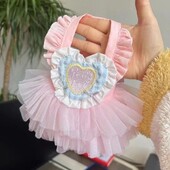 Ins Pet Cat Love Maid Mesh Skirt Odjeća za pse Proljeće Ljeto Jesen Tanka haljina Čipkana mreža Slatke haljine za pse Odjeća za štence