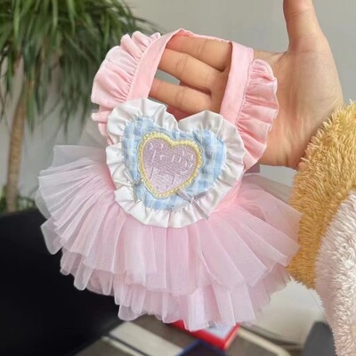 Ins Pet Cat Love Maid Fusta din plasa Haine pentru caine Primavara Vara Toamna Rochie subtire Dantela plasa Rochii drăguțe pentru câini Haine pentru cățeluș