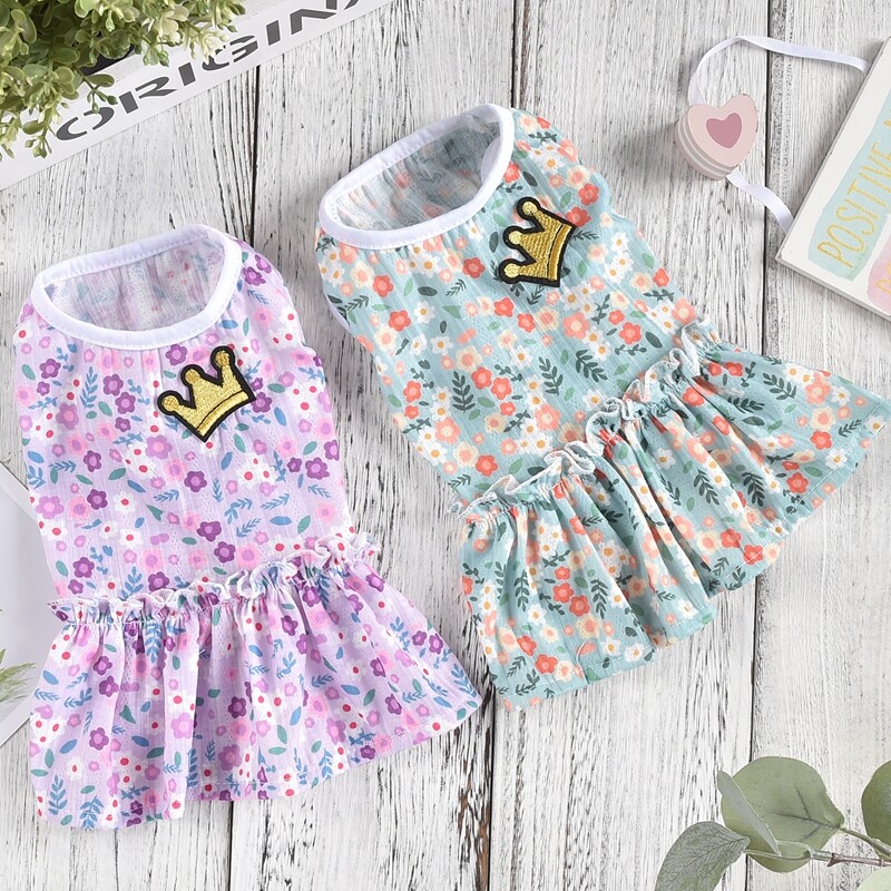 Haine florale pentru câini de talie mică, vară, primăvară, cățeluș 2020, rochie nouă, mărimea XS până la 4XL, fustă la modă, buldog francez, corgi, pisică