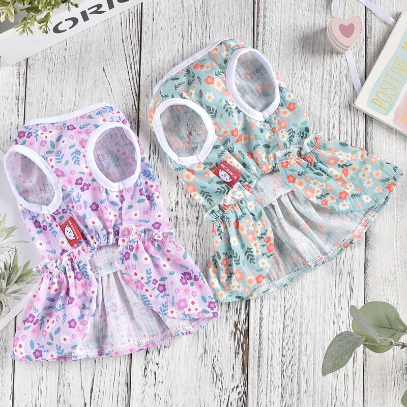 Haine florale pentru câini de talie mică, vară, primăvară, cățeluș 2020, rochie nouă, mărimea XS până la 4XL, fustă la modă, buldog francez, corgi, pisică