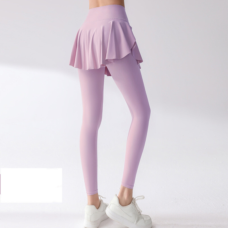 2024. aasta joogaseelikud naiste kõrge vöökohaga puusa tõstvad treeningpüksid, spordirõivad, pikad püksid, seelik, võltsitud kaheosalised püksid