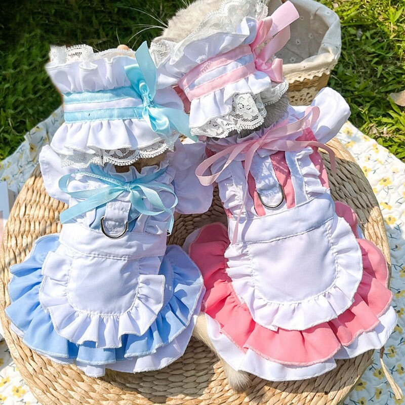 Proljeće i ljeto Suknja za psa za šetnju Može se objesiti Vučna Plava Ružičasta Sluškinja Suknja Pas Vanjska Slatka Haljina Odjeća za Ljubimce Chihuahua