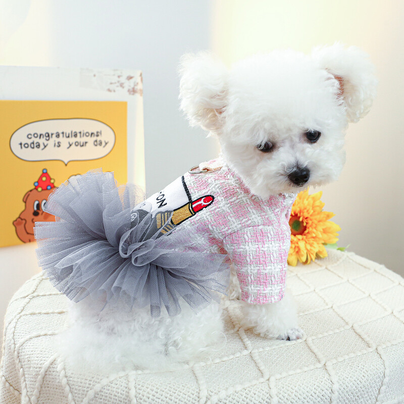 Small Dog Cat Dress T-Shirt Σχέδιο κραγιόν Πουλόβερ Pet Puppy Hoodie Ρούχα φθινοπώρου/άνοιξης Ενδύματα 5 μεγεθών