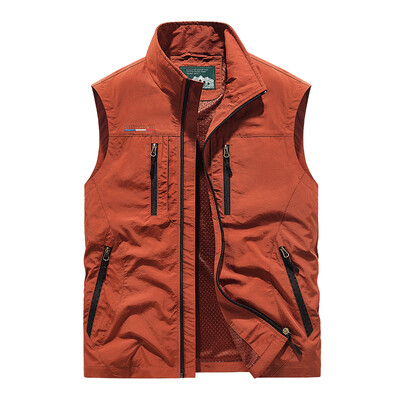 Személyre szabott yelek piros Multi Pockets nylon Cargoes Halászmellény horgászat Újságíró Fényképezés Kemping Mellény mellény