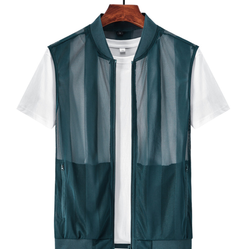 Θερινό διχτυωτό γιλέκο γρήγορου στεγνώματος για ανδρικό αναπνέον με πολλές τσέπες Αμάνικο μπουφάν εργασίας για ορειβασία και γιλέκο ψαρέματος