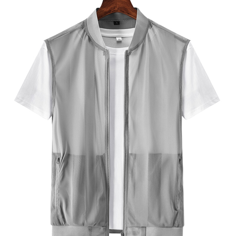 Θερινό διχτυωτό γιλέκο γρήγορου στεγνώματος για ανδρικό αναπνέον με πολλές τσέπες Αμάνικο μπουφάν εργασίας για ορειβασία και γιλέκο ψαρέματος