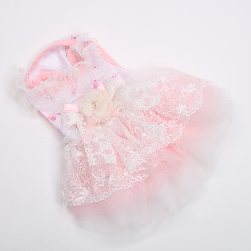 Princeza, pas, mačka, mrežasta haljina, cvjetni i čipkasti dizajn, suknja za štene za kućne ljubimce, odjeća za proljeće/ljeto