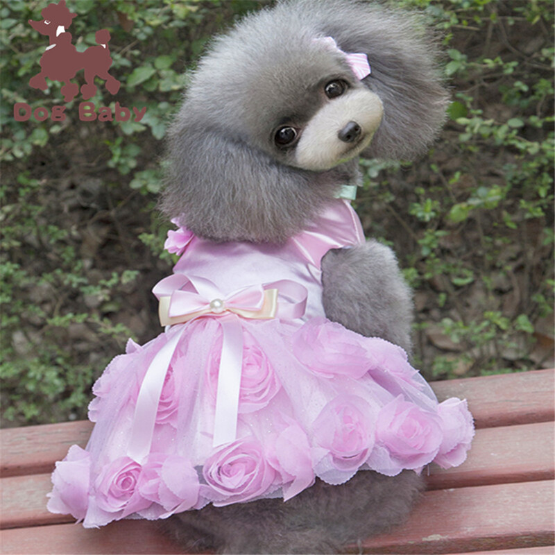 Rose Tutu Puppy Cat Ljetna Suknja Elegantne Pet Dog Party Dress Vjenčanice za Male Psi Slatka Bowknot Princess Dog Odjeća