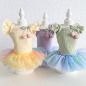 Haljina za pse i mačke, prsluk, šareni gradijent, dizajn suknje od pređe, suknja za štene za kućne ljubimce, jesensko/zimska odjeća, 5 veličina, 3 boje