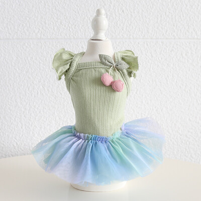 Haljina za pse i mačke, prsluk, šareni gradijent, dizajn suknje od pređe, suknja za štene za kućne ljubimce, jesensko/zimska odjeća, 5 veličina, 3 boje