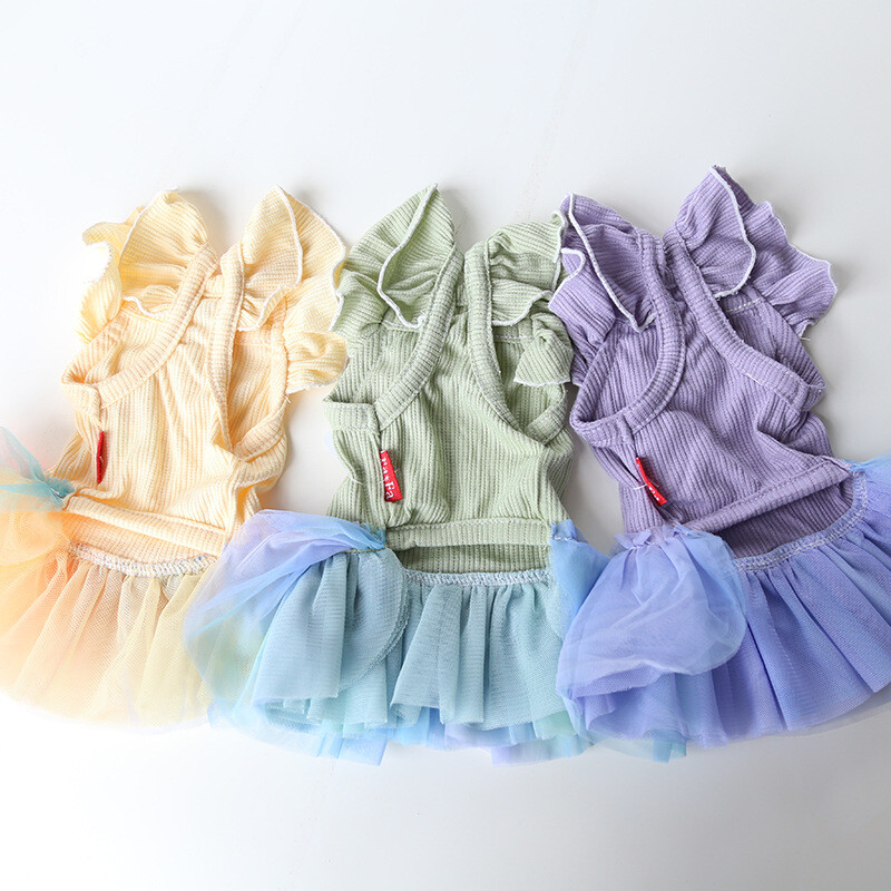 Haljina za pse i mačke, prsluk, šareni gradijent, dizajn suknje od pređe, suknja za štene za kućne ljubimce, jesensko/zimska odjeća, 5 veličina, 3 boje