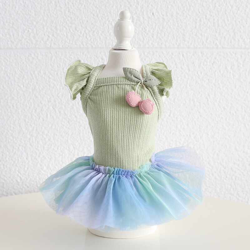 Haljina za pse i mačke, prsluk, šareni gradijent, dizajn suknje od pređe, suknja za štene za kućne ljubimce, jesensko/zimska odjeća, 5 veličina, 3 boje