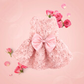 Haljina za pseću princezu s izvezenim cvijećem i ružičastom mašnom za kućnog ljubimca Odjeća za princezu Puppy Pet Haljine za proljeće i ljeto Haljina za pse Odjeća za pse