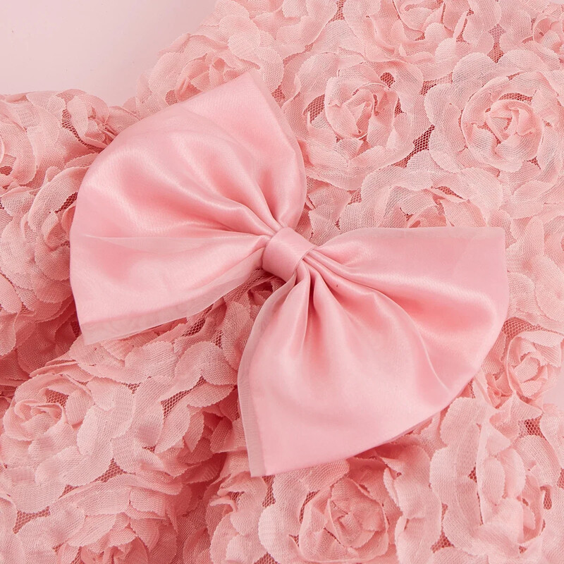 Haljina za pseću princezu s izvezenim cvijećem i ružičastom mašnom za kućnog ljubimca Odjeća za princezu Puppy Pet Haljine za proljeće i ljeto Haljina za pse Odjeća za pse