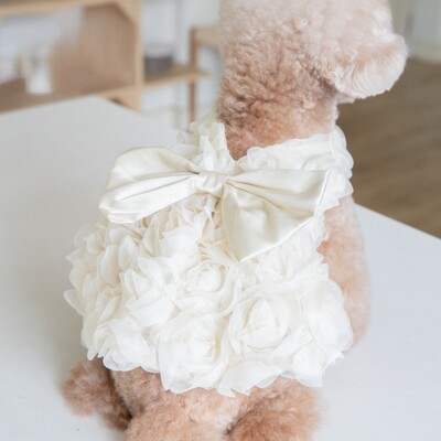 Proljeće/ljeto 3D ružičasta haljina Slatka mašna Odjeća za kućne ljubimce Odjeća za mačke i pse Dodaci za kućne ljubimce Teddy odjeća Haljine za male pse