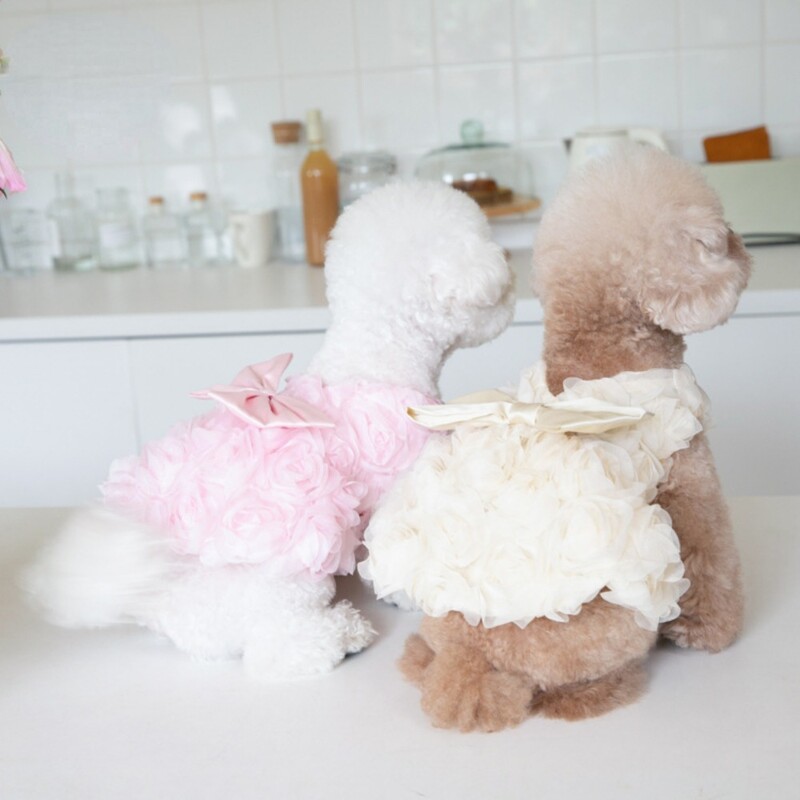 Proljeće/ljeto 3D ružičasta haljina Slatka mašna Odjeća za kućne ljubimce Odjeća za mačke i pse Dodaci za kućne ljubimce Teddy odjeća Haljine za male pse