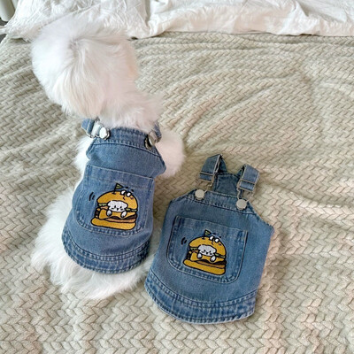 Ρούχα για σκύλους Ins Style Τζιν φούστα για κατοικίδια Ζαρτιέρες Φόρεμα μαλακό γιλέκο σκύλου Χαριτωμένη φούστα με λουράκι για μικρό σκύλο