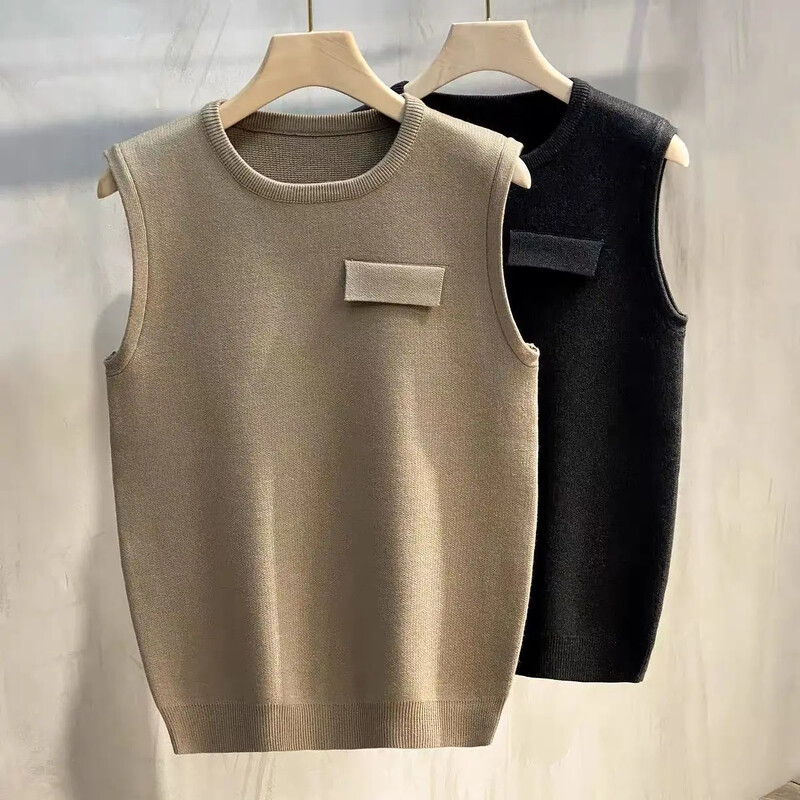 Pleteni džemper muški okrugli ovratnik okrugli izrez muška odjeća prsluk glatki jednobojni jednobojni obični prsluk bez rukava X Korejski stil Vuna A