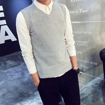 Pulover tricot Bărbați Culoare uni Unii Fără mâneci Îmbrăcăminte pentru bărbați Vestă de afaceri Vestă cu gât în V Maletry Iarna 2024 Topuri Sheap AX