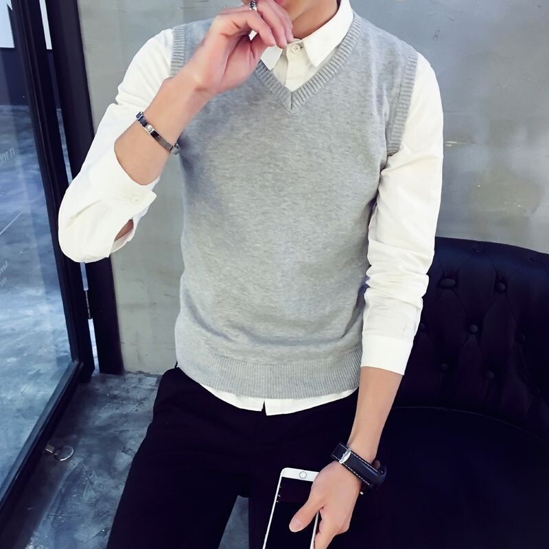 Pulover tricot Bărbați Culoare uni Unii Fără mâneci Îmbrăcăminte pentru bărbați Vestă de afaceri Vestă cu gât în V Maletry Iarna 2024 Topuri Sheap AX